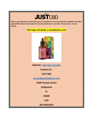 Cbd Vape Oil Guide  Justcbdstore.com