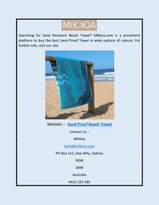 Sand Proof Beach Towel | Mikkoa.com