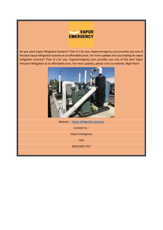 Vapor Mitigation Systems | Vaporemergency
