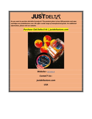 Purchase Cbd Delta 8 At  justdeltastore.com