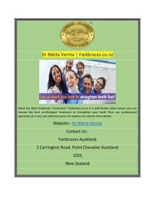 Dr Nikita Verma  Fastbraces.co.nz