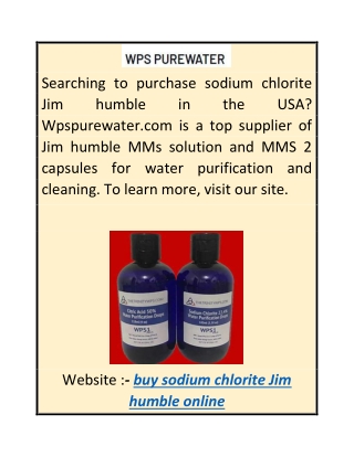 Buy Sodium Chlorite Jim Humble Online  Wpspurewater.com