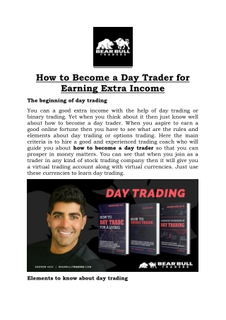 How to Become a Day Trader for Earning Extra Income