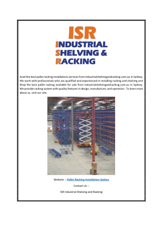 Pallet Racking Installation Sydney  Industrialshelvingandracking.com.au