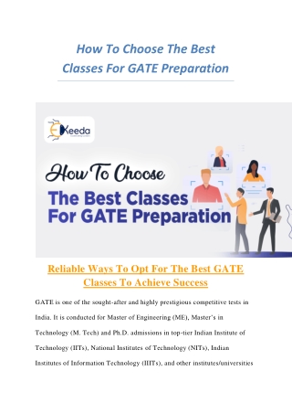 How To Choose The Best Classes For GATE Preparation