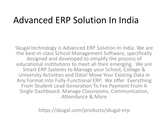 Advanced ERP Solution In India