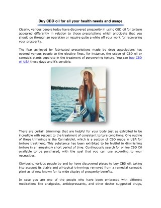 Buy CBD oil for all your health needs and usage