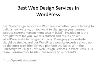 Best Web Design Services in WordPress