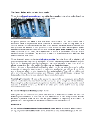 Why Are we the best nitrile and latex gloves supplier?