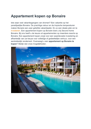 Appartement kopen op Bonaire