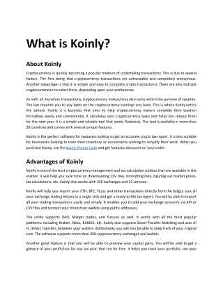 Koinly Promo Code