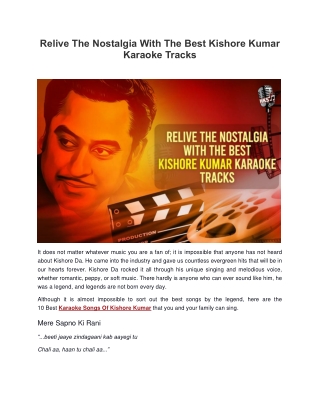Relive The Nostalgia With The Best Kishore Kumar Karaoke Tracks