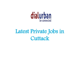 Latest Private Jobs in Cuttack