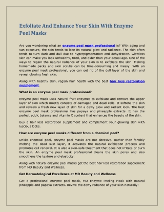 Exfoliate And Enhance Your Skin With Enzyme Peel Masks