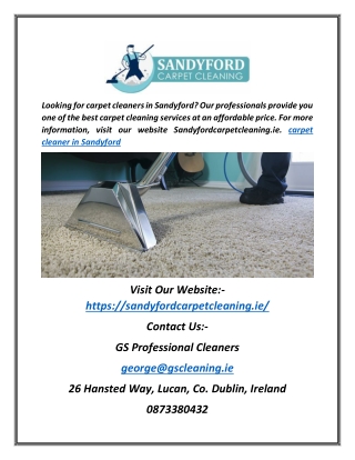 Carpet Cleaner In Sandyford | Sandyfordcarpetcleaning.ie