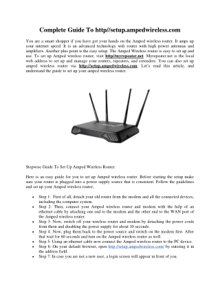Complete Guide To httpsetup.ampedwireless.com