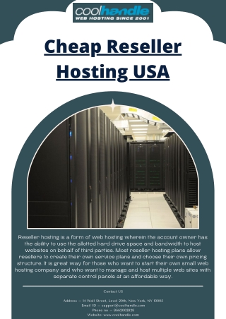Cheap Reseller Hosting USA