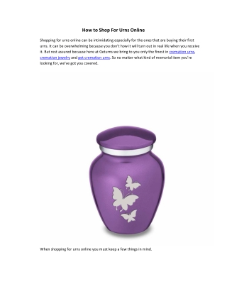 How to Shop For Urns Online