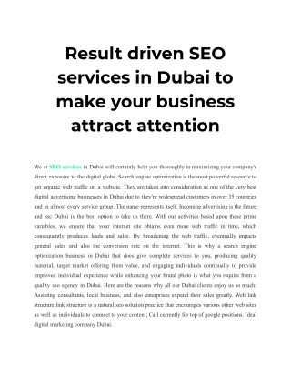 Result driven SEO services in Dubai to make your business attract attention