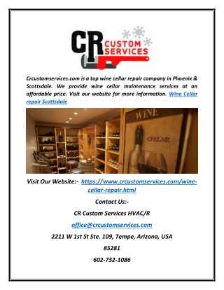 Wine Cellar Repair in Phoenix & Scottsdale