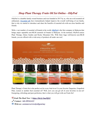 Shop Plant Therapy Fruits Oil Set Online - OilyPod