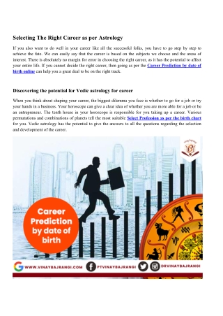 Selecting The Right Career as per Astrology