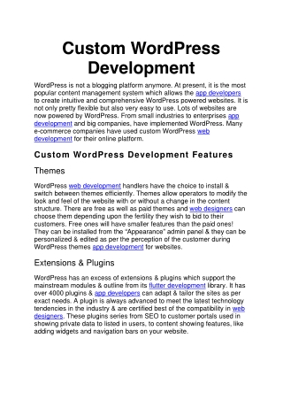 Custom WordPress Development