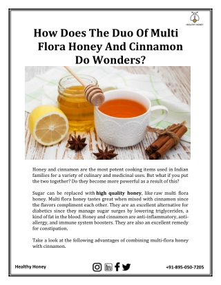 How Does The Duo Of Multi Flora Honey And Cinnamon Do Wonders?