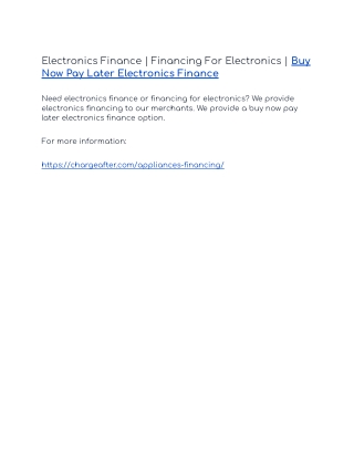 Electronics Finance | Financing For Electronics | Buy Now Pay Later Electronics