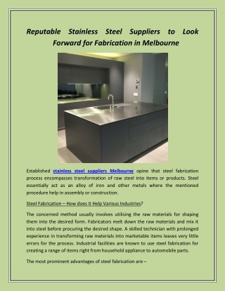 Reputable Stainless Steel Suppliers to Look Forward for Fabrication in Melbourne