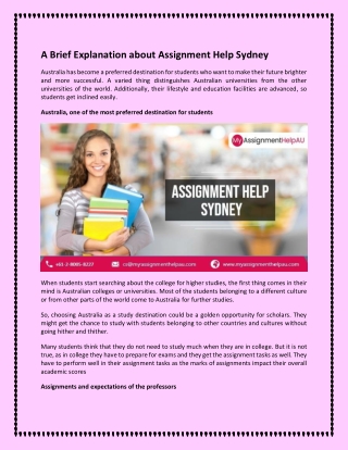 A Brief Explanation about Assignment help Sydney