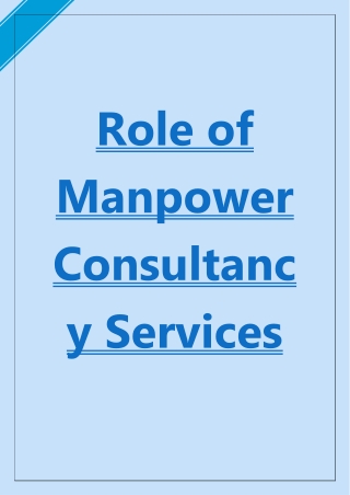 Role of Manpower Consultancy Services