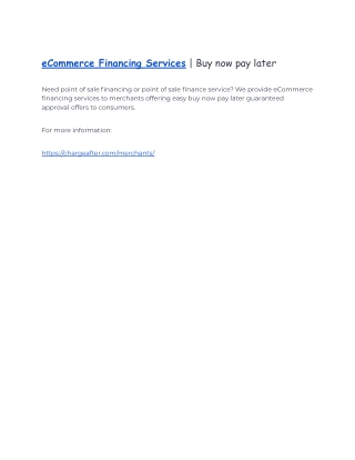 eCommerce Financing Services | Buy now pay later