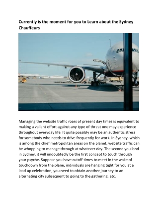 Airport chauffeurs Sydney - Be a Luxurious Ride for a Lavish Trip!