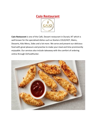 CaJo Restaurant Menu Takeaway Durack, NT - 5% off