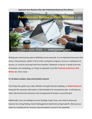 Approach Your Business Plan Like Professional Business Plan Writers