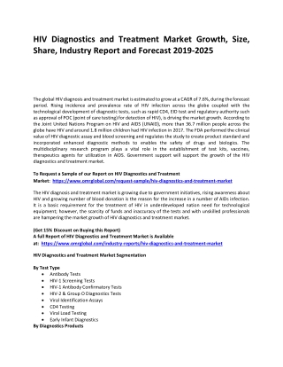 HIV Diagnostics and Treatment Market Trends, Size, Competitive Analysis and Fore