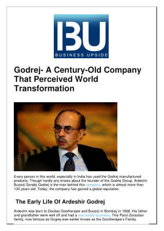 Godrej- A Century-Old Company That Perceived World Transformation1