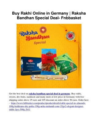 Buy Rakhi Online in Germany | Raksha Bandhan Special Deal- Fnbbasket