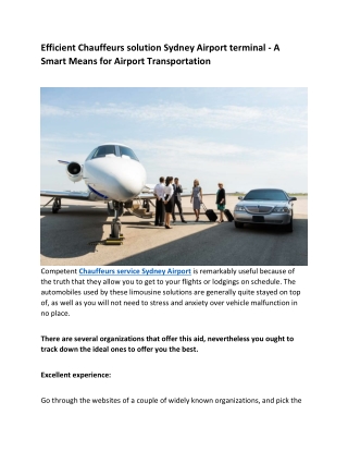 Efficient Chauffeurs solution Sydney Airport terminal - A Smart Means for Airpor