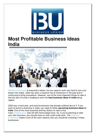 Most Profitable Business Ideas in India1