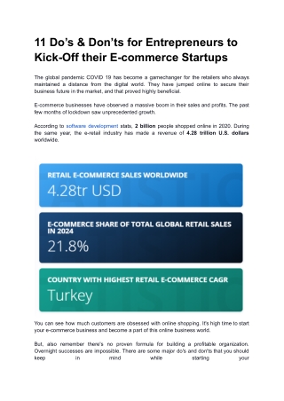 11 Do’s & Don’ts for Entrepreneurs to Kick-Off their E-commerce Startups