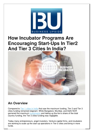 How Incubator Programs Are Encouraging Start-Ups In Tier2 And Tier 3 Cities In India1