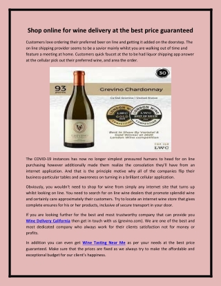 Shop online for wine delivery at the best price guaranteed