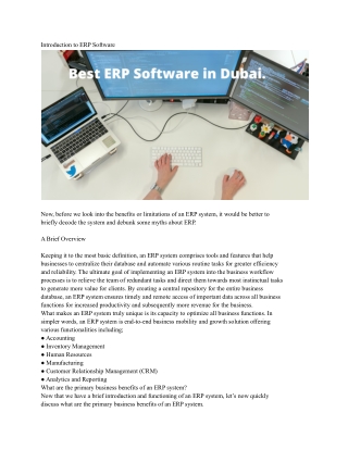Best ERP Software in Dubai