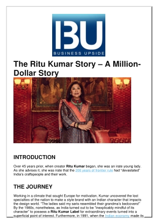 The Ritu Kumar Story – A Million-Dollar Story