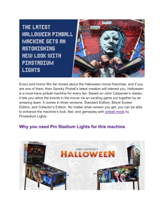 The Latest Spooky Halloween Pinball Machine Will Get An Astonishing New Look With Pin Stadium Lights