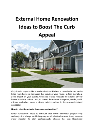 External Home Renovation Ideas to Boost The Curb Appeal.docx