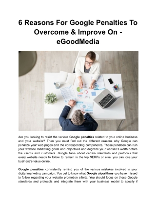 6 Reasons For Google Penalties To Overcome & Improve On - eGoodMedia