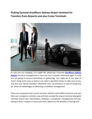Picking licensed chauffeurs Sydney Airport terminal for Transfers from Airports